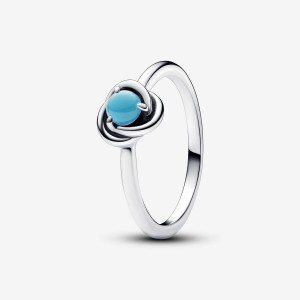 Pandora December Turquoise Blue Eternity Circle Ring Silber | 310XERFIK