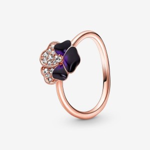 Pandora Deep Purple Pansy Flower Ring Rosa Gold | 608BYOHML