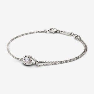 Pandora Double Chain Bracelet 0.50 carat tw 14k White Gold Weiß Gold | 865ITCJSB