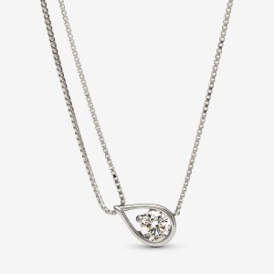 Pandora Double Chain Collier Necklace 0.75 carat tw 14k White Gold Weiß Gold | 758GRAOJF