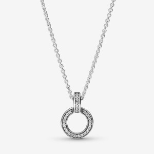 Pandora Double Circle Pendant & Necklace Silber | 496MGBUPE