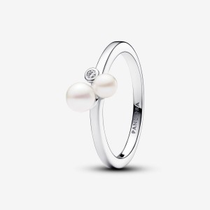 Pandora Duo Treated Freshwater Cultured Pearls Ring Silber | 520VUSTQG
