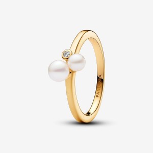 Pandora Duo Treated Freshwater Cultured Pearls Ring Gold | 580AVRTMY
