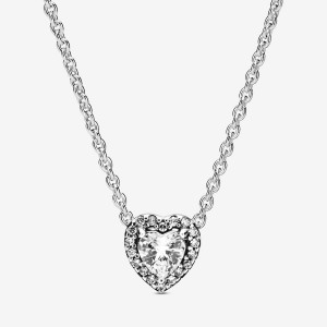 Pandora Elevated Heart Necklace Silber | 971PXQMCY