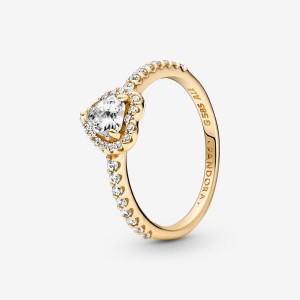 Pandora Elevated Heart Ring Gold | 596ZIEDJF