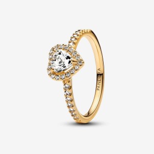 Pandora Elevated Heart Ring Gold | 816VBOFLK