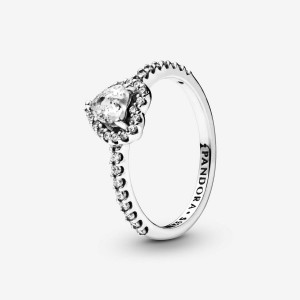 Pandora Elevated Heart Ring Silber | 975MFPKDJ