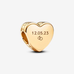 Pandora Engravable Heart Charm Gold | 420IMXPQH