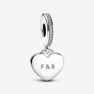 Pandora Engravable Heart Tag Dangle Charm Silber | 713THQBSD