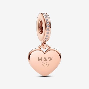 Pandora Engravable Heart Tag Dangle Charm Rosa Gold | 591WDNCOP