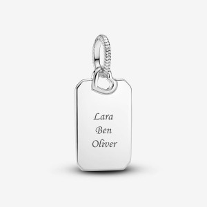 Pandora Engravable Rectangle Tag Pendant Silber | 081HARJSD