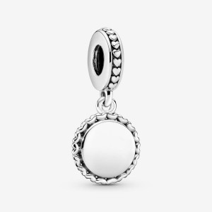 Pandora Engravable Silver Dangle Silber | 042UZVMNT