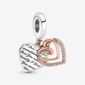 Pandora Entwined Hearts Double Dangle Charm Mehrfarbig | 157MXESVK