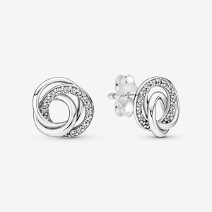 Pandora Family Always Encircled Stud Earrings Silber | 048LWCPAK