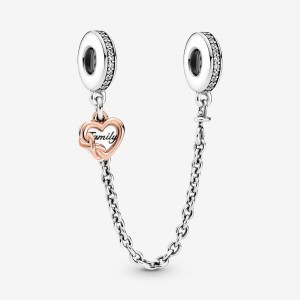 Pandora Family Heart Safety Chain Charm Mehrfarbig | 673OVZNQS