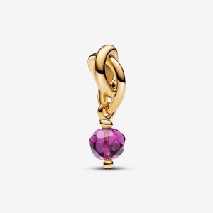 Pandora February Purple Eternity Circle Dangle Charm Gold | 316GCXOQY
