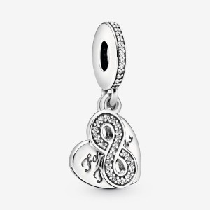Pandora Forever Friends Heart Dangle Charm Silber | 793EFJATN