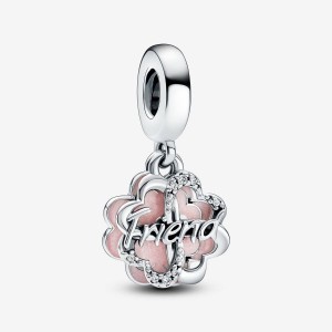 Pandora Four-leaf Clover Friendship Double Dangle Charm Silber | 016MTGZHE
