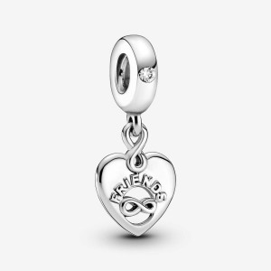 Pandora Friends Forever Heart Dangle Charm Silber | 649FVHOWC