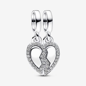 Pandora Friends Splittable Heart Dangle Charm Silber | 871DQCXZY