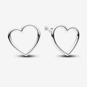 Pandora Front-facing Heart Stud Earrings Silber | 529AMZFPU