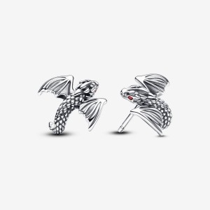 Pandora Game of Thrones Curved Dragon Stud Earrings Silber | 056QGPKNR