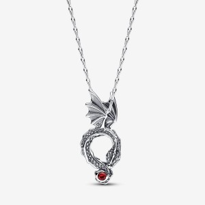 Pandora Game of Thrones Dragon Pendant Necklace Silber | 037APTOVI