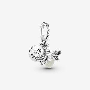 Pandora Glow-in-the-dark Firefly Dangle Charm Silber | 762OSCVJB