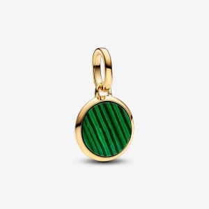 Pandora Green Engravable Mini Medallion Charm Gold | 703RLGNEI