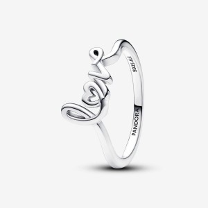 Pandora Handwritten Love Ring Silber | 718SDVHZF