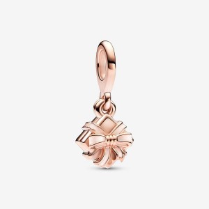 Pandora Happy Birthday Gift Openable Dangle Charm Rosa Gold | 418ELMOJA
