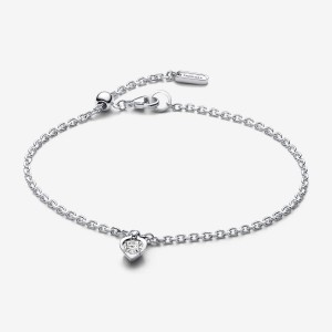 Pandora Heart Chain Bracelet 0.25 carat tw Sterling Silver Silber | 584XAFMLZ