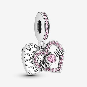 Pandora Heart & Mom Dangle Charm Silber | 894ANSVPB