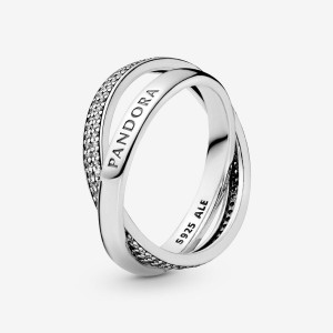 Pandora Intertwined Logo and Pave Ring Silber | 214UEPBLH