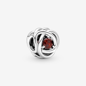 Pandora January Red Eternity Circle Charm Silber | 790QPENKI