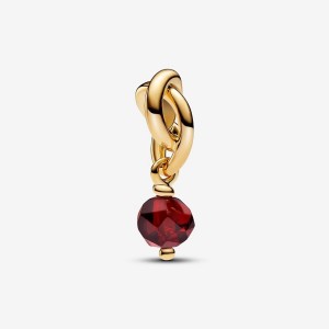 Pandora January Red Eternity Circle Dangle Charm Gold | 386LQAPZB