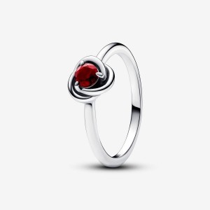 Pandora January Red Eternity Circle Ring Silber | 319QEVGFX