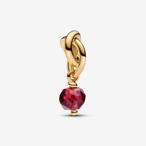 Pandora July True Red Eternity Circle Dangle Charm Gold | 536NORZAK