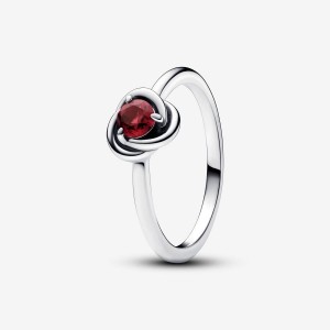 Pandora July True Red Eternity Circle Ring Silber | 057PSNJIX