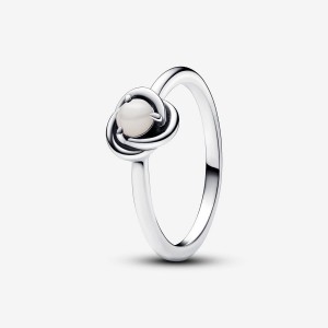 Pandora June White Bioresin Man-Made Mother of Pearl Eternity Circle Ring Silber | 082YCNOTW