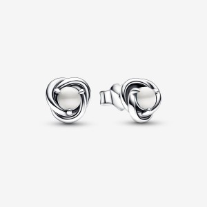 Pandora June White Eternity Circle Stud Earrings Silber | 207FJSQLD