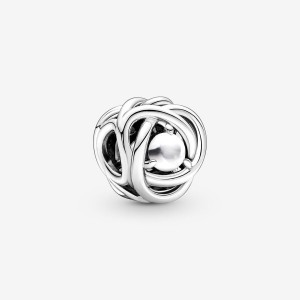 Pandora June White Mother of Pearl Eternity Circle Charm Silber | 590ABYJKN