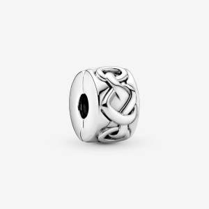 Pandora Knotted Hearts Clip Charm Silber | 145GCBFZM