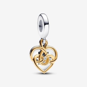 Pandora Lab-grown Diamond Engravable Mom Double Dangle Charm Mehrfarbig | 758DNRFQV