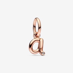 Pandora Letter A Script Alphabet Dangle Charm Rosa Gold | 698DRCGIN