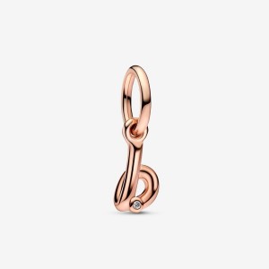 Pandora Letter B Script Alphabet Dangle Charm Rosa Gold | 302BDRACX