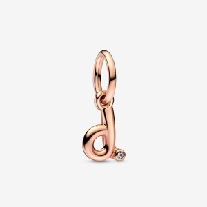 Pandora Letter D Script Alphabet Dangle Charm Rosa Gold | 024RGUACT