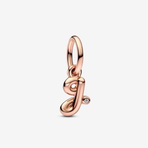 Pandora Letter G Script Alphabet Dangle Charm Rosa Gold | 129LRWUIN