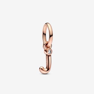 Pandora Letter J Script Alphabet Dangle Charm Rosa Gold | 095EVHALZ
