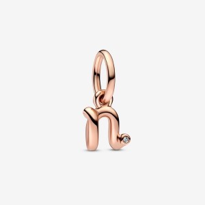 Pandora Letter N Script Alphabet Dangle Charm Rosa Gold | 608GYFJHT